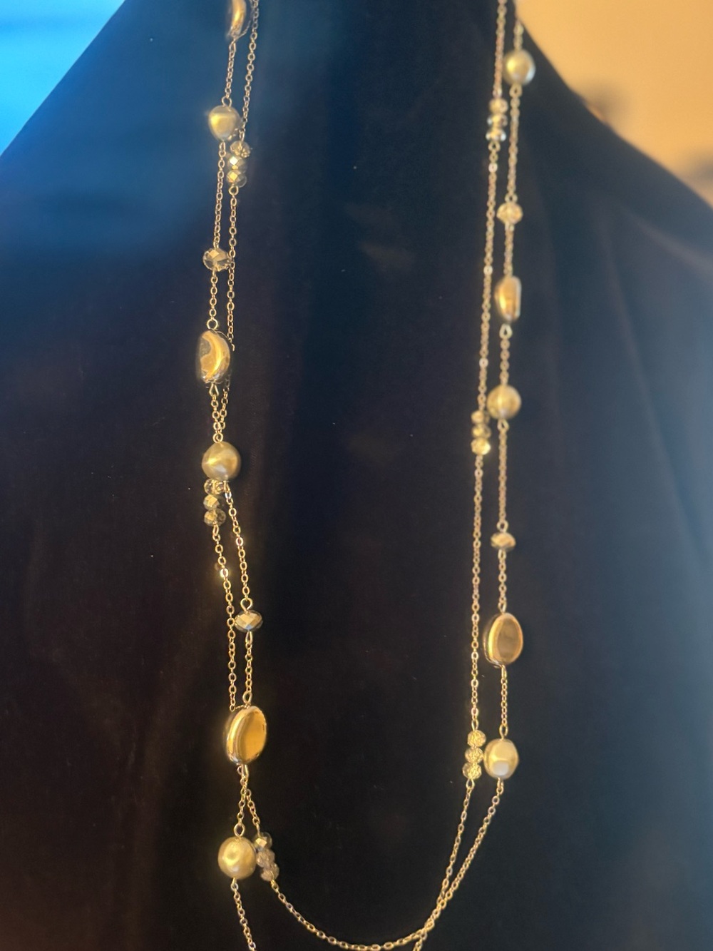 Elegant Long silver to e Beaded Station Necklace - Women's Jewelry